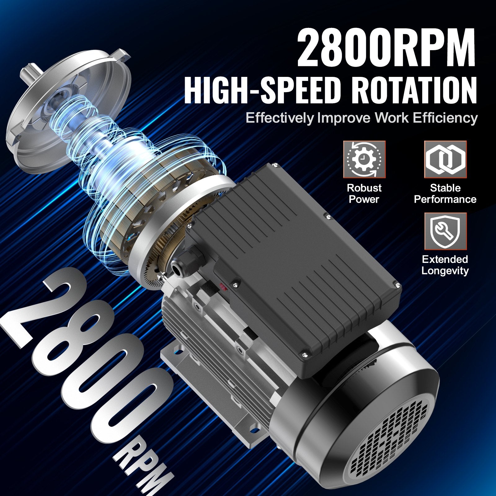 2.2KW Electric Motor 2800 rpm, AC 220~240V 13.8A, 90L, B3 Frame, Air Compressor Motor Single Phase, 24mm V952-TYJLIECDJ2802OQUKV7