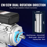 2.2KW Electric Motor 2800 rpm, AC 220~240V 13.8A, 90L, B3 Frame, Air Compressor Motor Single Phase, 24mm V952-TYJLIECDJ2802OQUKV7