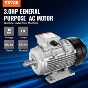 2.2KW Electric Motor 2890 rpm, AC 400V 4.7A, 90L, B3 Frame, Air Compressor Motor 3-Phase, 24mm Keyed Shaft, V952-TYJLIECDJ300ILW2HV8