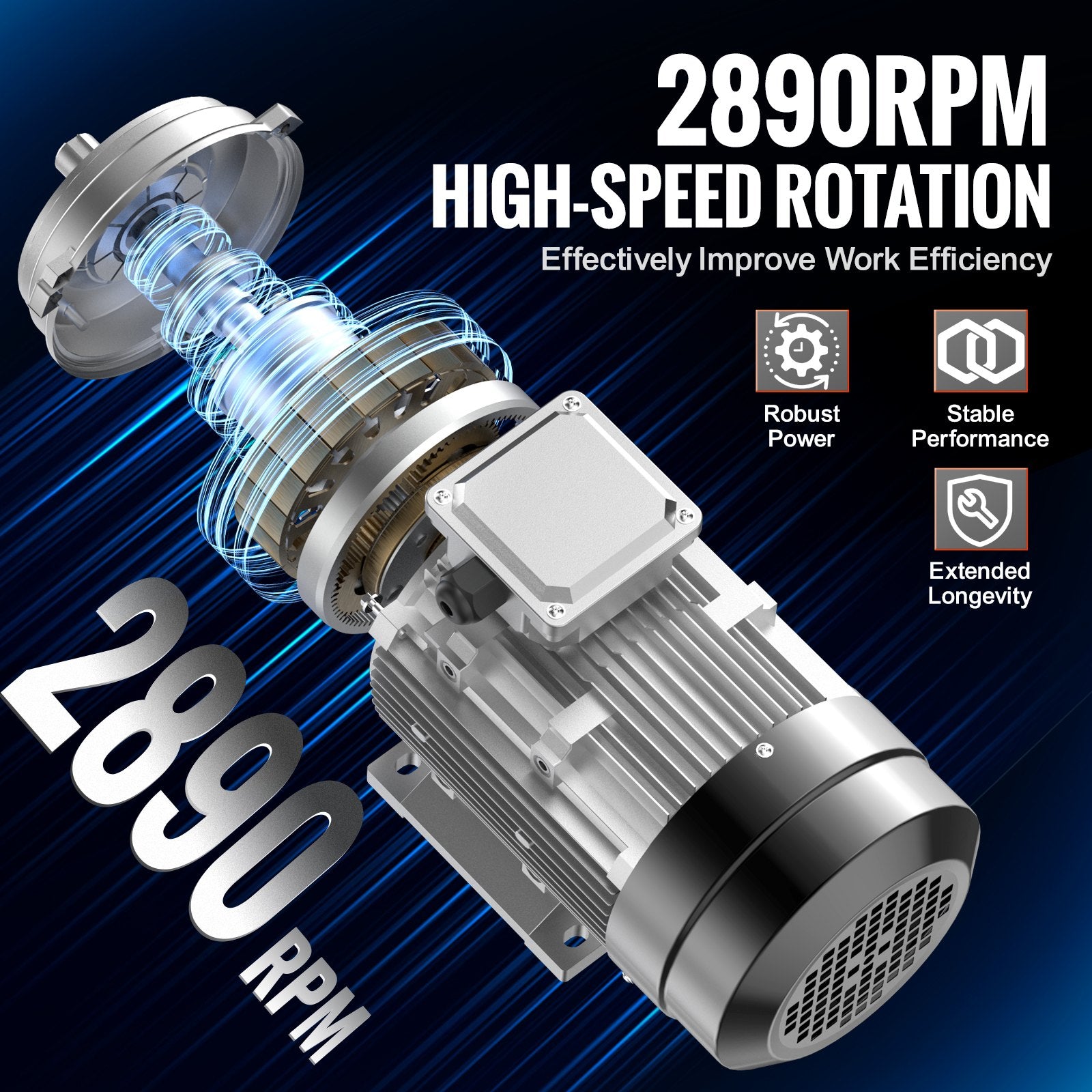 2.2KW Electric Motor 2890 rpm, AC 400V 4.7A, 90L, B3 Frame, Air Compressor Motor 3-Phase, 24mm Keyed Shaft, V952-TYJLIECDJ300ILW2HV8