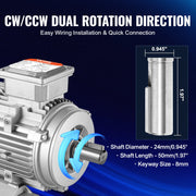 2.2KW Electric Motor 2890 rpm, AC 400V 4.7A, 90L, B3 Frame, Air Compressor Motor 3-Phase, 24mm Keyed Shaft, V952-TYJLIECDJ300ILW2HV8