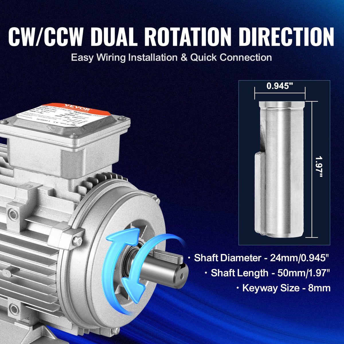2.2KW Electric Motor 2890 rpm, AC 400V 4.7A, 90L, B3 Frame, Air Compressor Motor 3-Phase, 24mm Keyed Shaft, V952-TYJLIECDJ300ILW2HV8