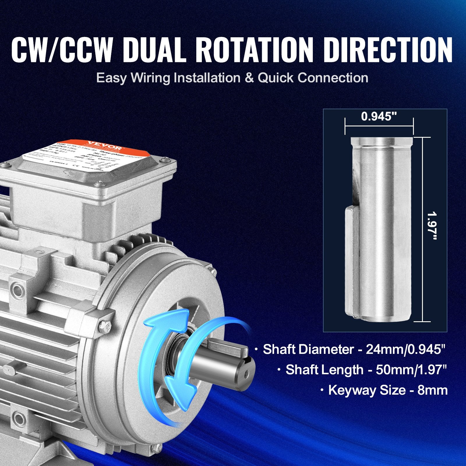 2.2KW Electric Motor 2890 rpm, AC 400V 4.7A, 90L, B3 Frame, Air Compressor Motor 3-Phase, 24mm Keyed Shaft, V952-TYJLIECDJ300ILW2HV8