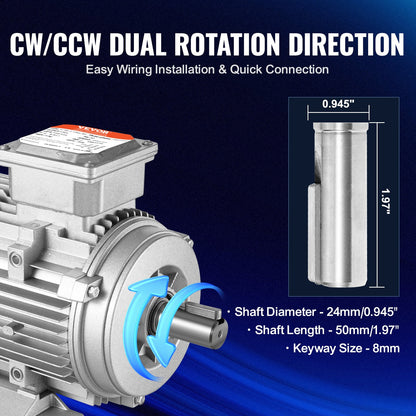 2.2KW Electric Motor 2890 rpm, AC 400V 4.7A, 90L, B3 Frame, Air Compressor Motor 3-Phase, 24mm Keyed Shaft, V952-TYJLIECDJ300ILW2HV8