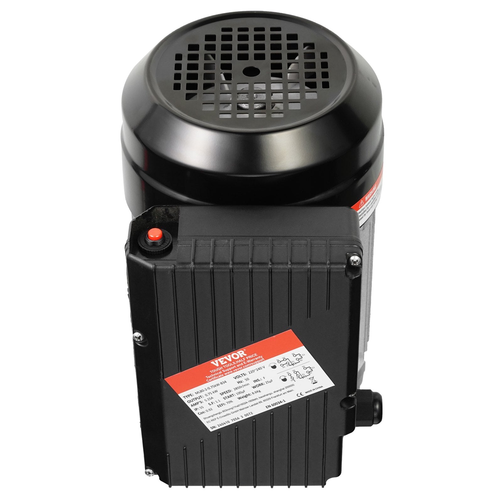 0.75KW Electric Motor 2850 rpm, AC 220~240V 5.15A, 80, B34 Frame, Air Compressor Motor Single Phase, 19mm V952-TYJLIECDJ3452ORHPV7