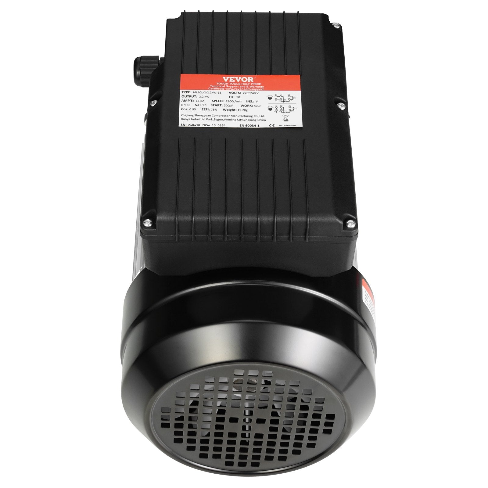 2.2KW Electric Motor 2800 rpm, AC 220~240V 13.8A, 90L, B3 Frame, Air Compressor Motor Single Phase, 24mm V952-TYJLIECDJ3452ZCTTV7