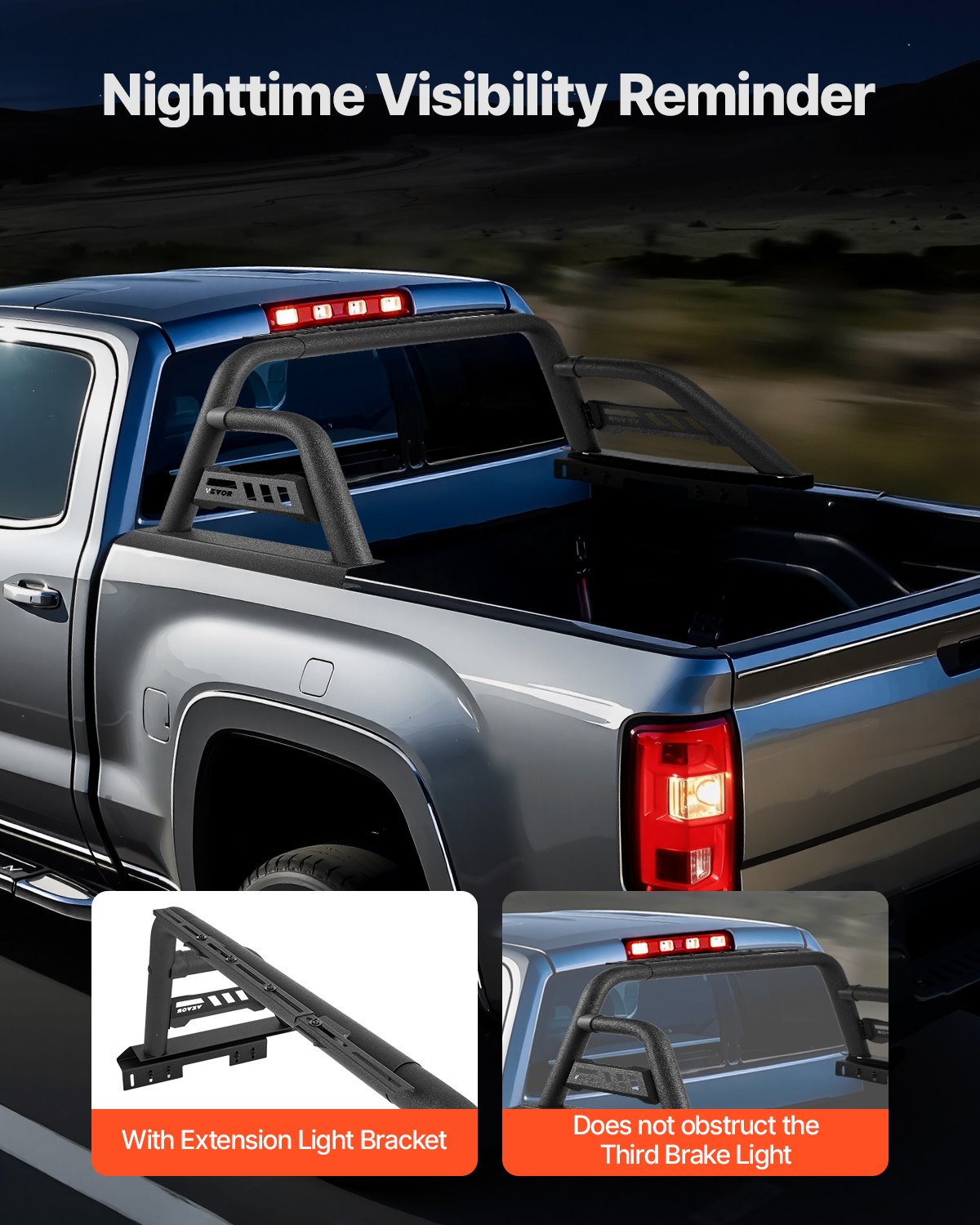 Truck Bed Roll Bar Universal Chase Rack for Mid-Size Pickup Carbon Steel V952-TYKKCCFGGBDXUF2DWV0