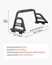 Truck Bed Roll Bar Universal Chase Rack for Mid-Size Pickup Carbon Steel V952-TYKKCCFGGBDXUF2DWV0