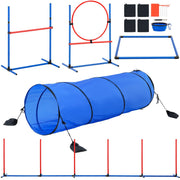 Dog Agility Training Equipment, 5 PCS Set with Adjustable High Hurdles,6 Weave Poles, Tunnel, Jump Ring, V952-TYKMJKCTJJCKQMHUSV0