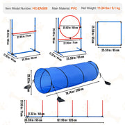 Dog Agility Training Equipment, 5 PCS Set with Adjustable High Hurdles,6 Weave Poles, Tunnel, Jump Ring, V952-TYKMJKCTJJCKQMHUSV0