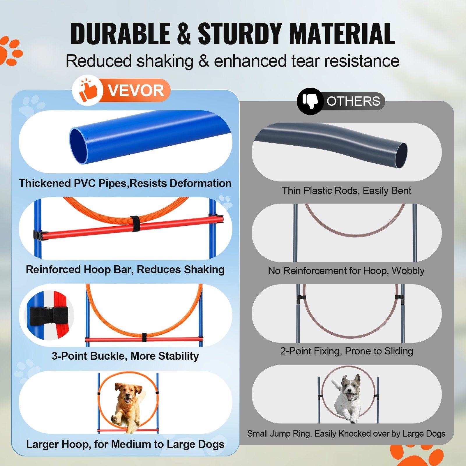 Dog Agility Training Equipment, 4 PCS Set with Adjustable High Hurdles,6 Weave Poles,Jump Ring,Square Pause V952-TYKMJKCTJJCKST31JV0