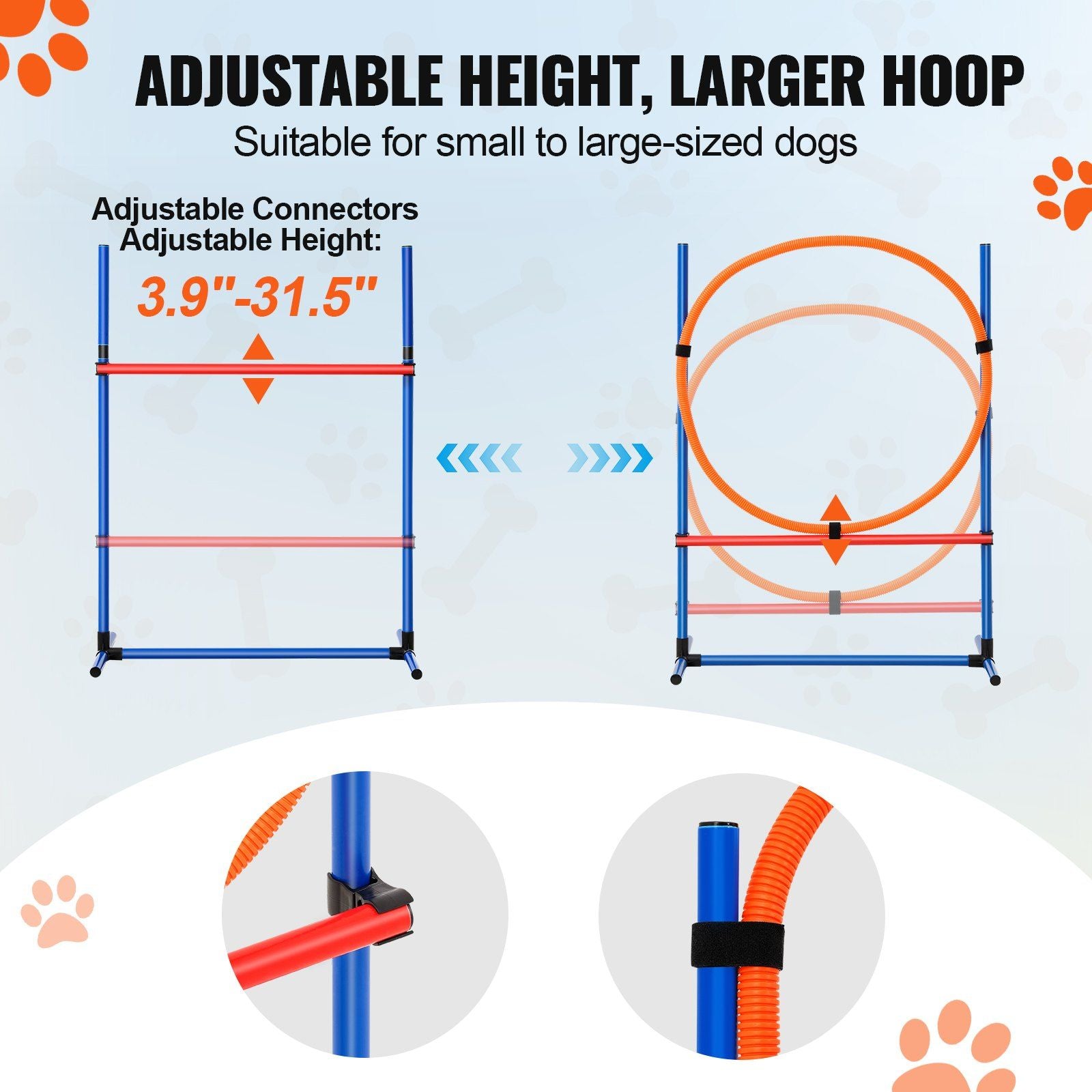 Dog Agility Training Equipment, 4 PCS Set with Adjustable High Hurdles,6 Weave Poles,Jump Ring,Square Pause V952-TYKMJKCTJJCKST31JV0
