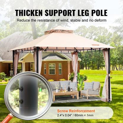 Patio Gazebo for 6-8 Person, 3.05 x 3.05 m Backyard Gazebo, with Mosquito Netting, Metal Frame, and PU Coated V952-TYLTZZ10X10FTV427V0