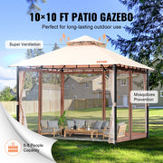Patio Gazebo for 6-8 Person, 3.05 x 3.05 m Backyard Gazebo, with Mosquito Netting, Metal Frame, and PU Coated V952-TYLTZZ10X10FTV427V0