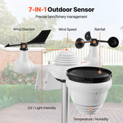 7-in-1 Wi-Fi Weather Station 177.8 mm TFT Display Wireless Outdoor Sensor V952-TYN70TFTWIFI71ZZTV3