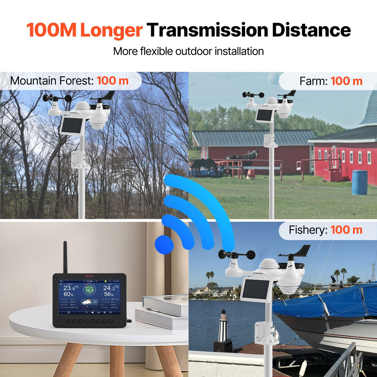 7-in-1 Wi-Fi Weather Station 177.8 mm TFT Display Wireless Outdoor Sensor V952-TYN70TFTWIFI71ZZTV3