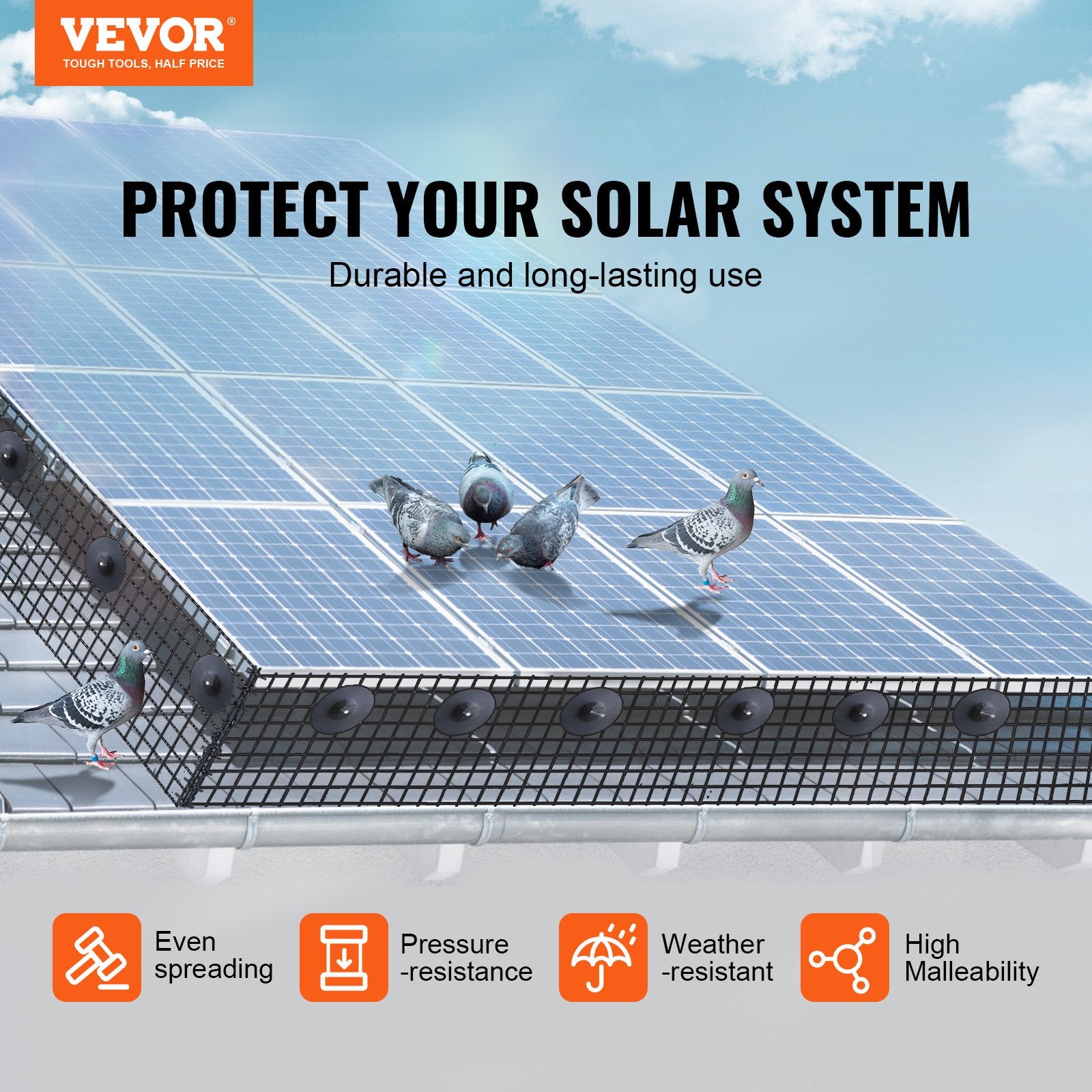 6in x 100ft Solar Panel Bird Guard Critter Guard Roll Kit 100pcs Fasteners V952-TYNDCBBHWTZ60HIVUV0