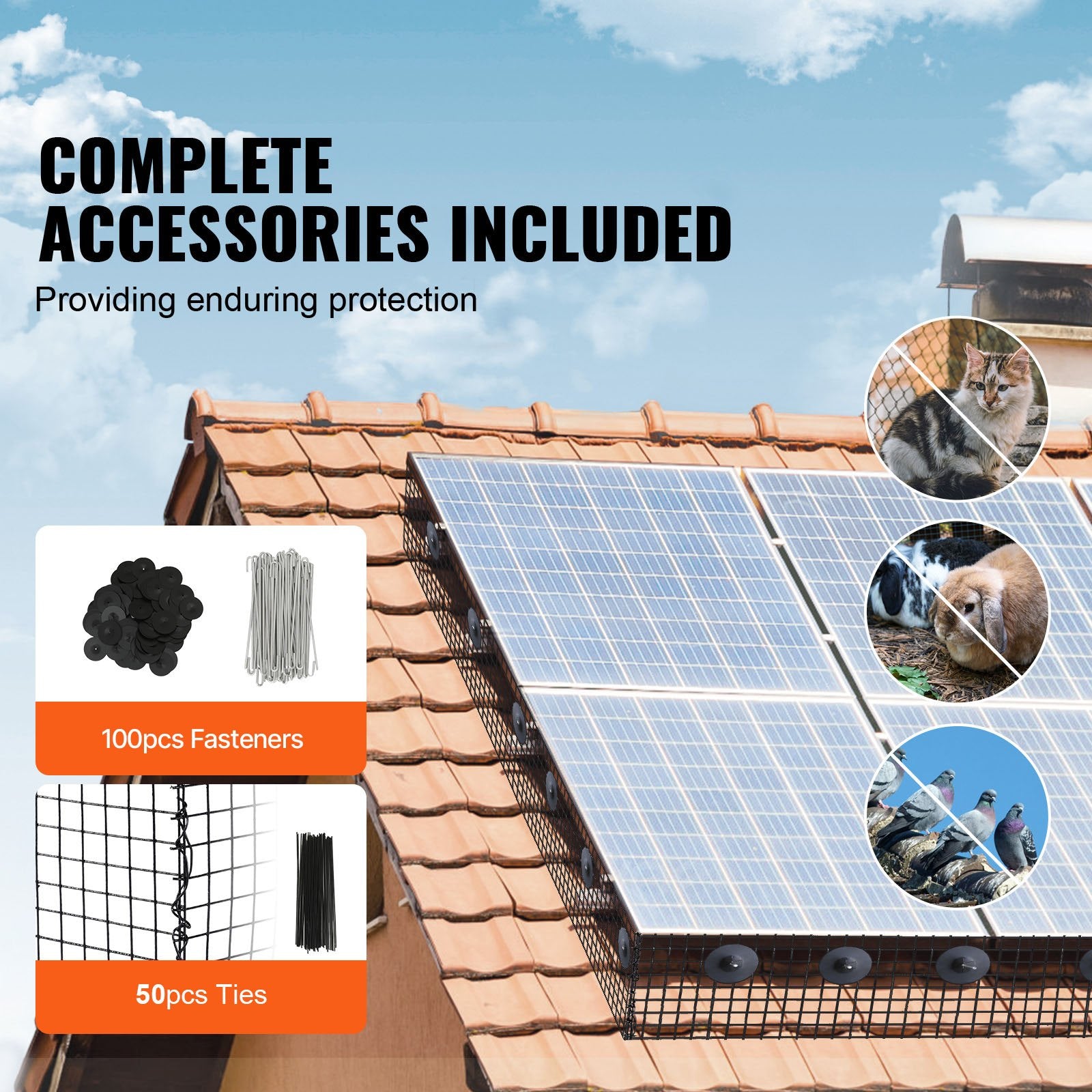 6in x 100ft Solar Panel Bird Guard Critter Guard Roll Kit 100pcs Fasteners V952-TYNDCBBHWTZ60HIVUV0