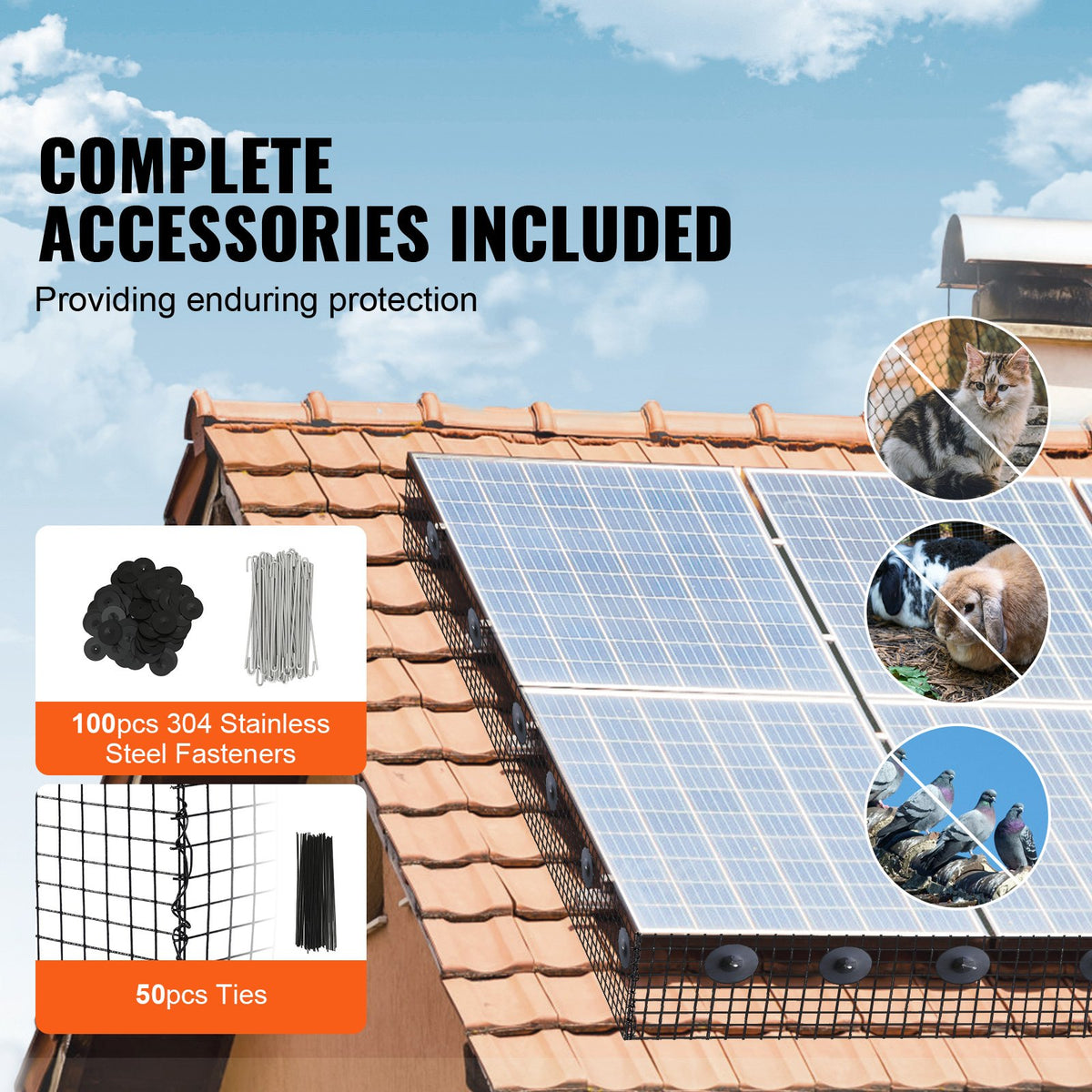 8in x 100ft Solar Panel Bird Guard Critter Guard Roll Kit 100pcs Fasteners V952-TYNDCBBHWTZ8P9JXNV0
