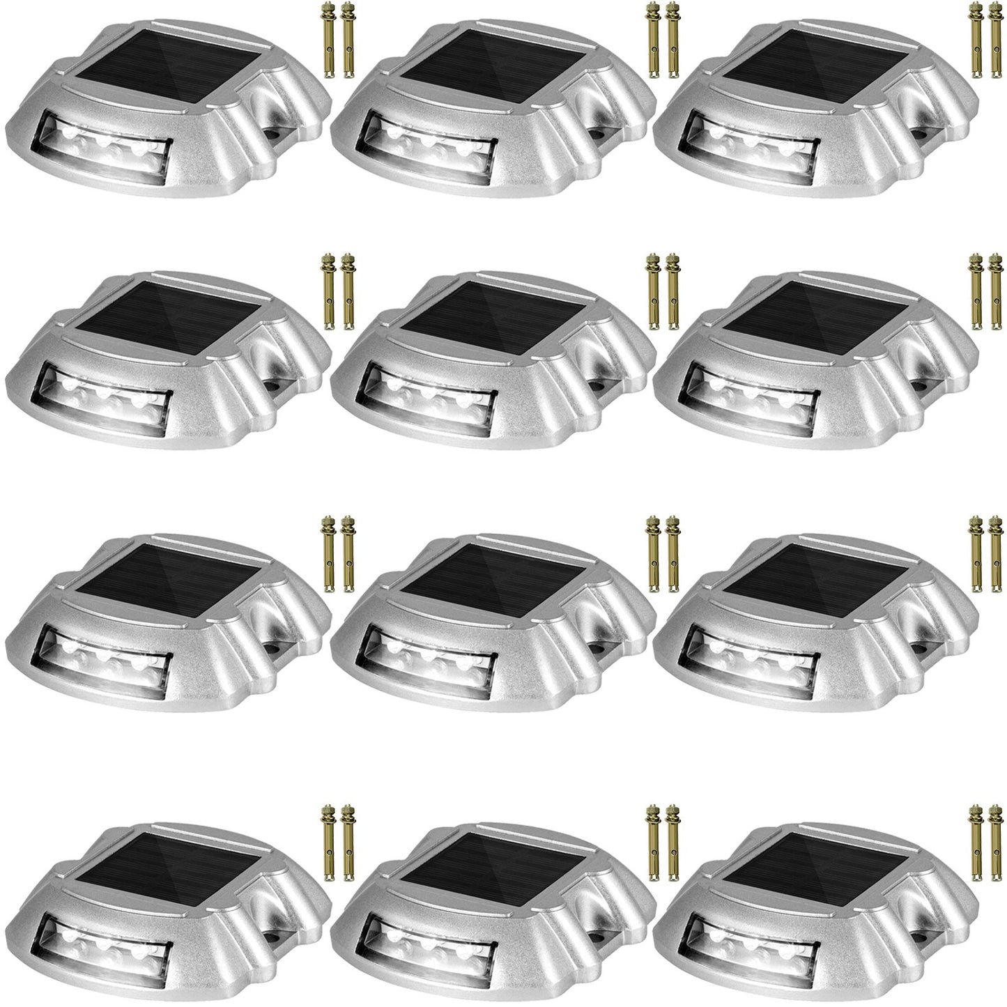 Driveway Lights 12-Pack Solar Driveway Lights Bright White with Screws Solar Deck Lights Outdoor Waterproof V952-TYNDD12JTWH000001V0