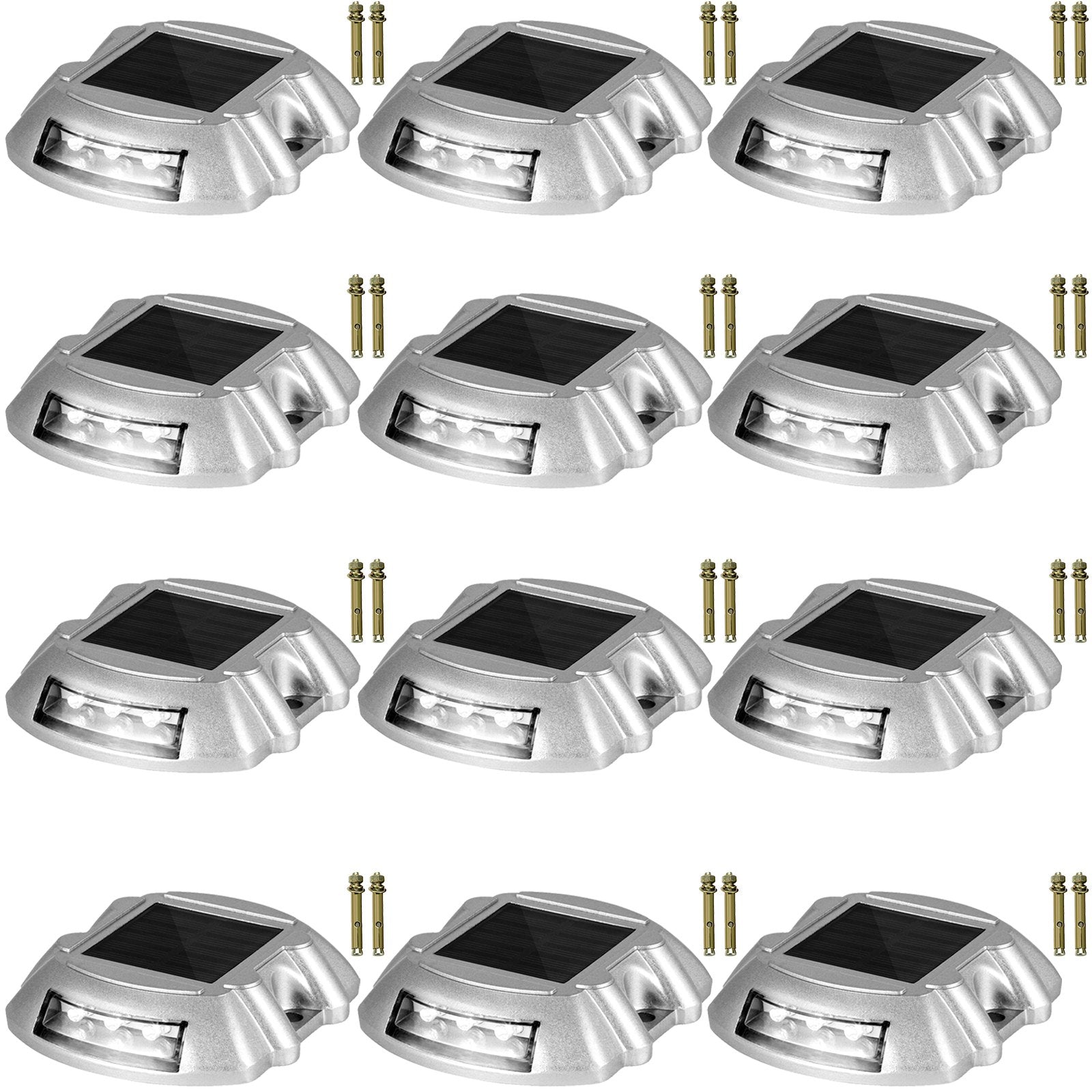 Driveway Lights 12-Pack Solar Driveway Lights Bright White with Screws Solar Deck Lights Outdoor Waterproof V952-TYNDD12JTWH000001V0