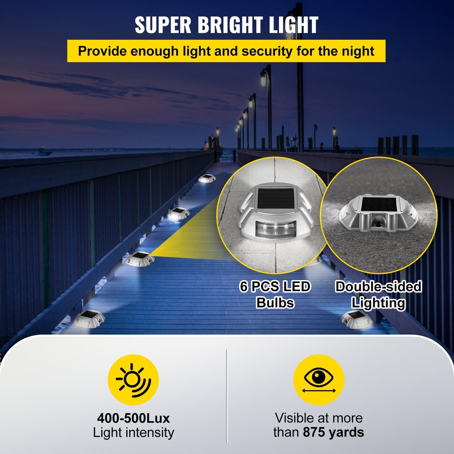 Driveway Lights 12-Pack Solar Driveway Lights Bright White with Screws Solar Deck Lights Outdoor Waterproof V952-TYNDD12JTWH000001V0