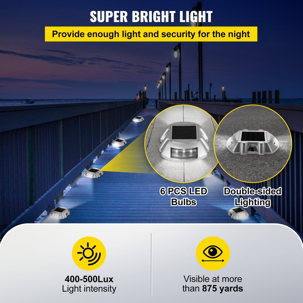 Driveway Lights 12-Pack Solar Driveway Lights Bright White with Screws Solar Deck Lights Outdoor Waterproof V952-TYNDD12JTWH000001V0