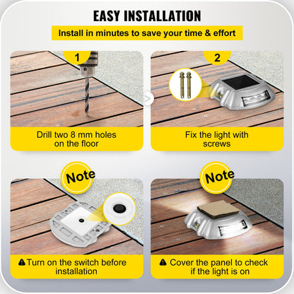 Driveway Lights 12-Pack Solar Driveway Lights Bright White with Screws Solar Deck Lights Outdoor Waterproof V952-TYNDD12JTWH000001V0