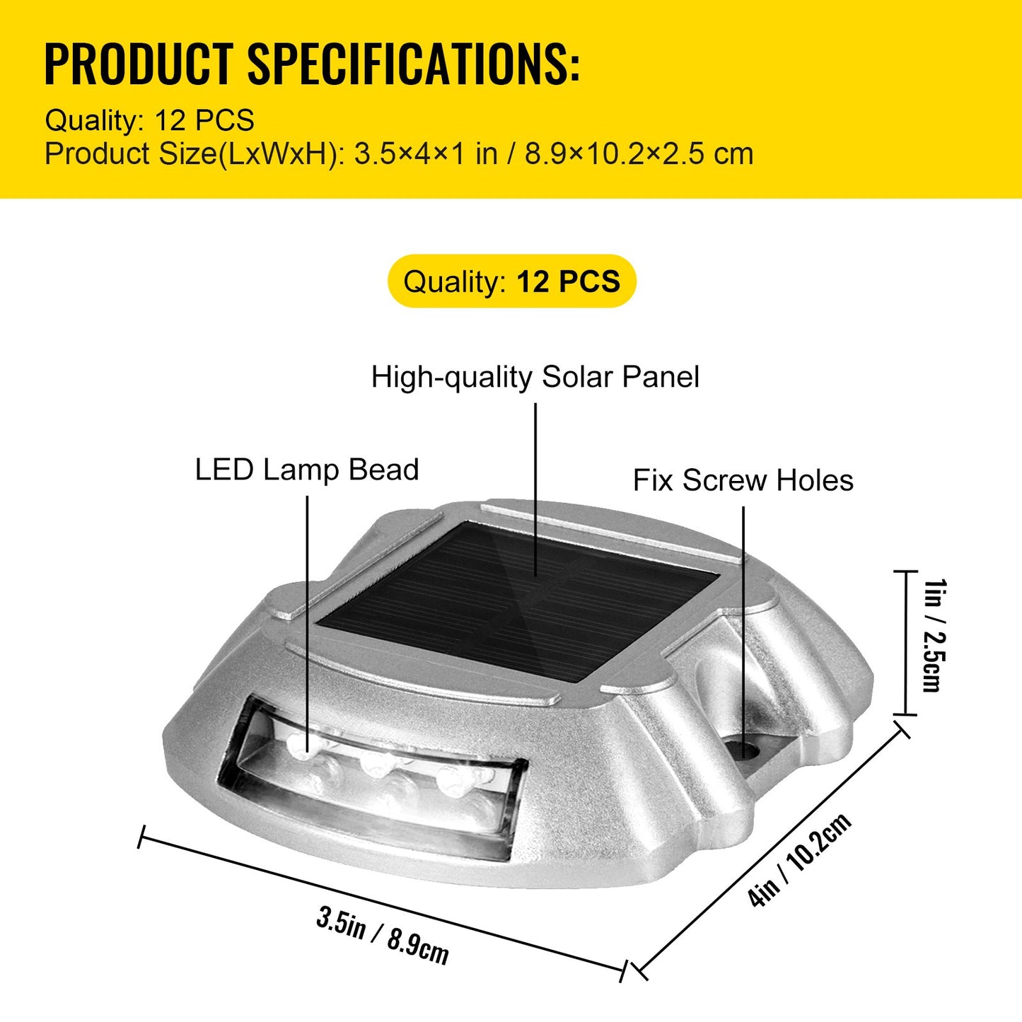 Driveway Lights 12-Pack Solar Driveway Lights Bright White with Screws Solar Deck Lights Outdoor Waterproof V952-TYNDD12JTWH000001V0
