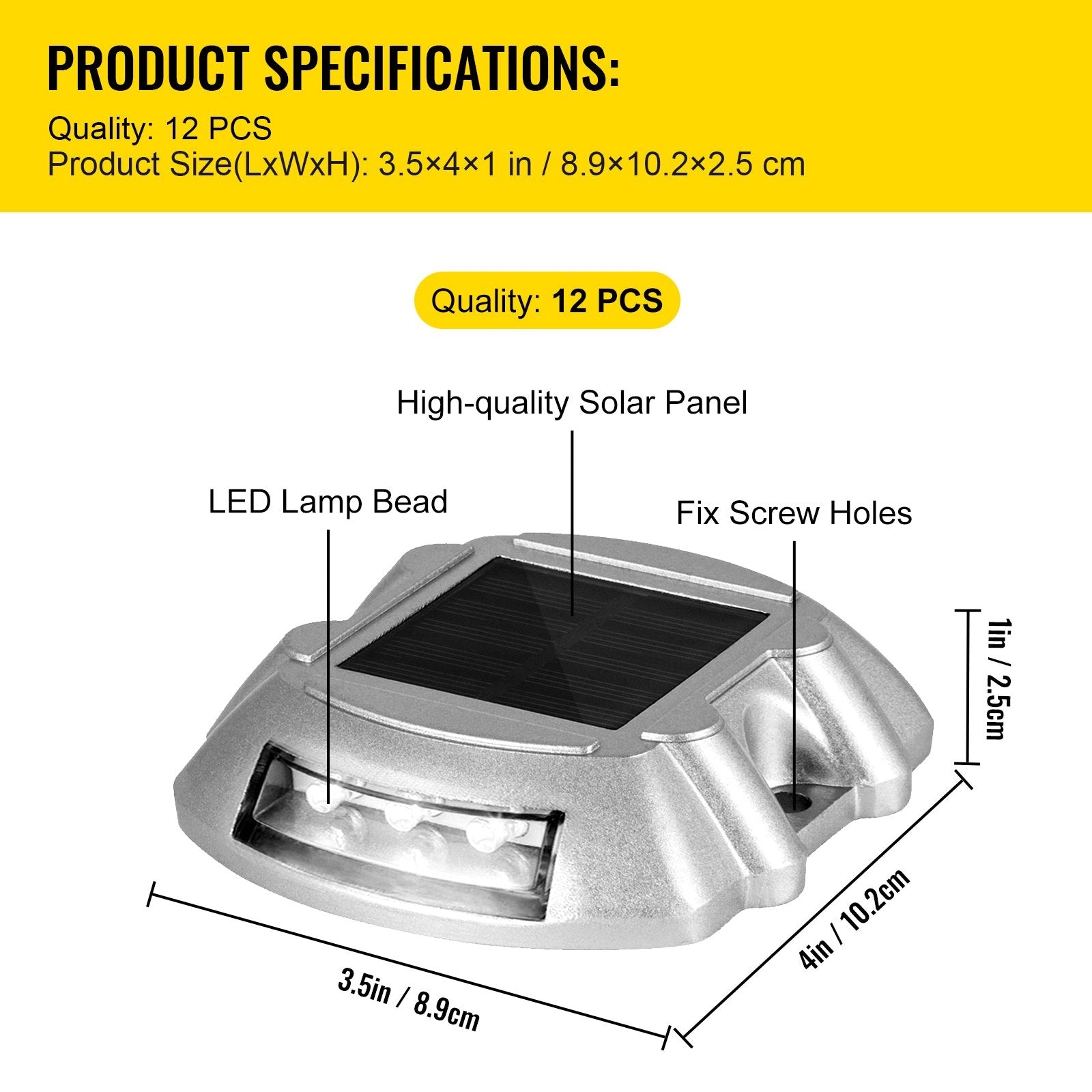 Driveway Lights 12-Pack Solar Driveway Lights Bright White with Screws Solar Deck Lights Outdoor Waterproof V952-TYNDD12JTWH000001V0