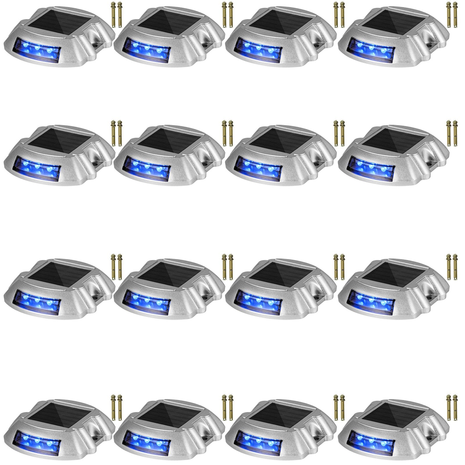 Driveway Lights 16-Pack, Solar Driveway Lights with Switch Button, Solar Deck Lights Waterproof, Wireless V952-TYNDD16JTBU000001V0