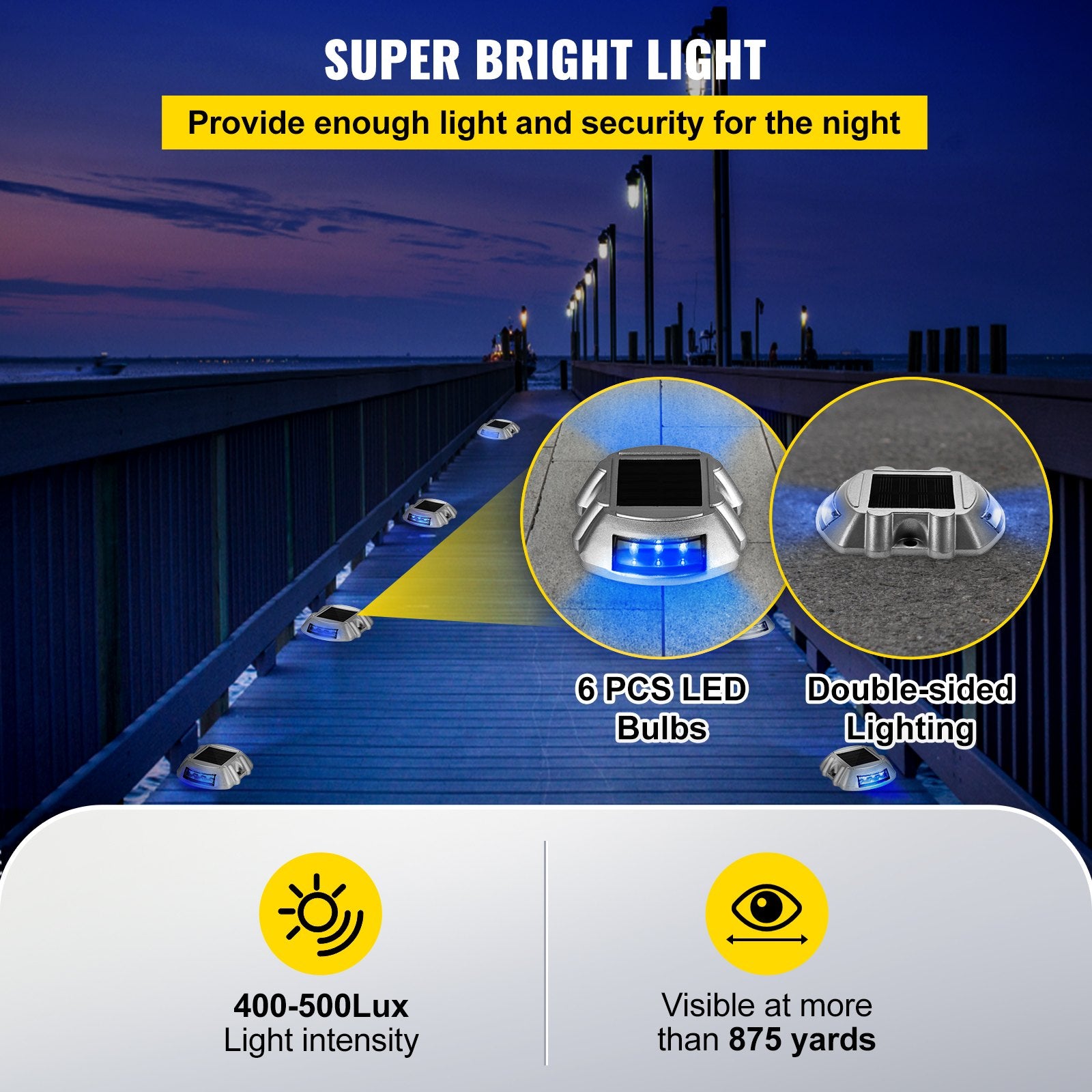 Driveway Lights 16-Pack, Solar Driveway Lights with Switch Button, Solar Deck Lights Waterproof, Wireless V952-TYNDD16JTBU000001V0