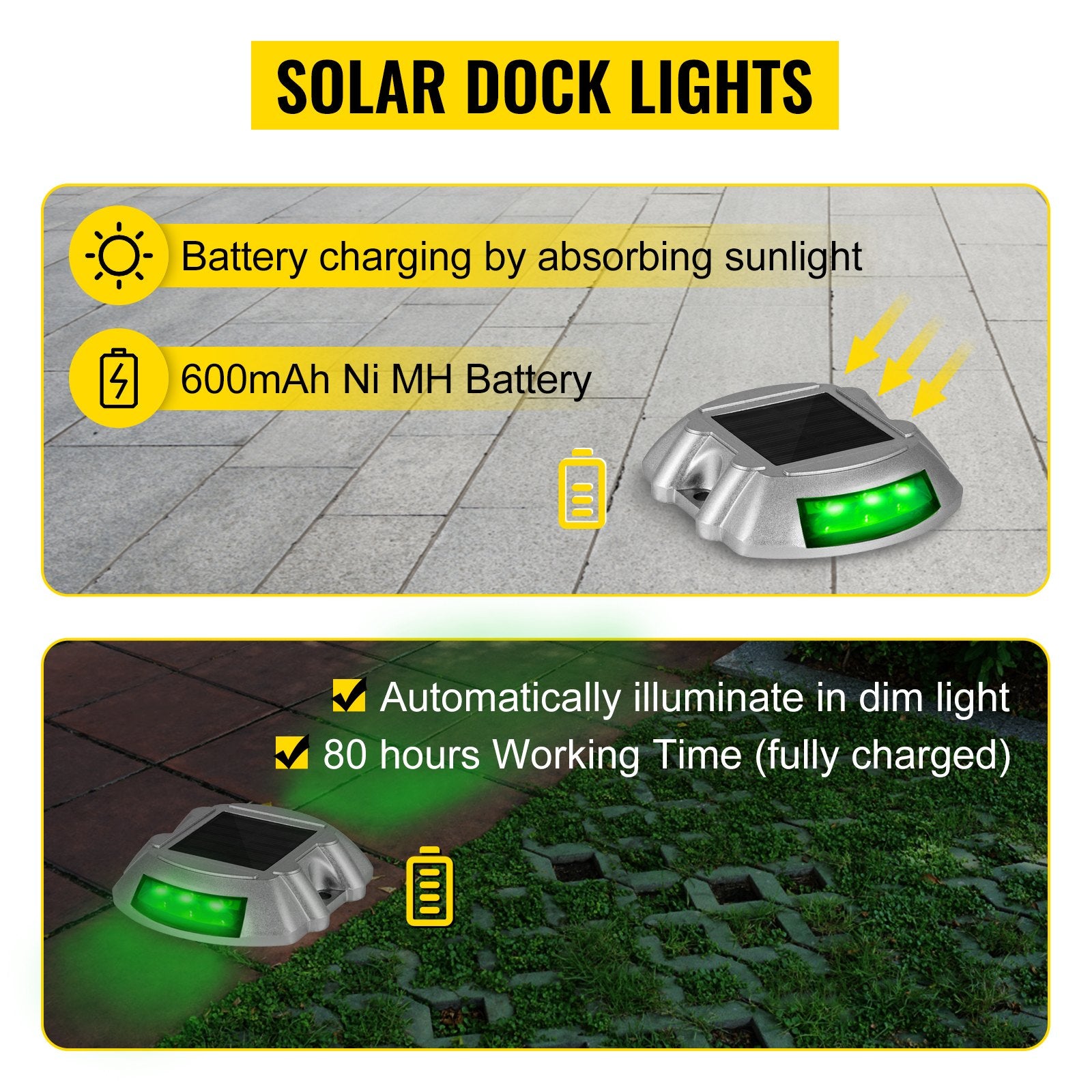 8-Pack Solar Driveway Light LED Road Markers Green for Garden Pathway V952-TYNDD8JTGN0000001V0