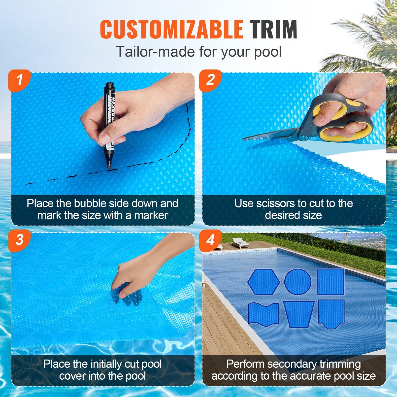 Solar Pool Cover, 24 x 12 ft Rectangle Solar Blanket for Pools, Inground Above Ground Swimming Pool Solar V952-TYNJRYCMJX24BEYSPV0