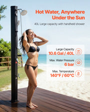 40L Solar Heated Shower, 205cm Showerhead Height Outdoor Shower, with Handheld & Foot Faucet, Hot & Cold V952-TYNLYQHSPVCL8QSDL001V0