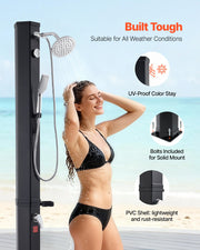 40L Solar Heated Shower, 205cm Showerhead Height Outdoor Shower, with Handheld & Foot Faucet, Hot & Cold V952-TYNLYQHSPVCL8QSDL001V0