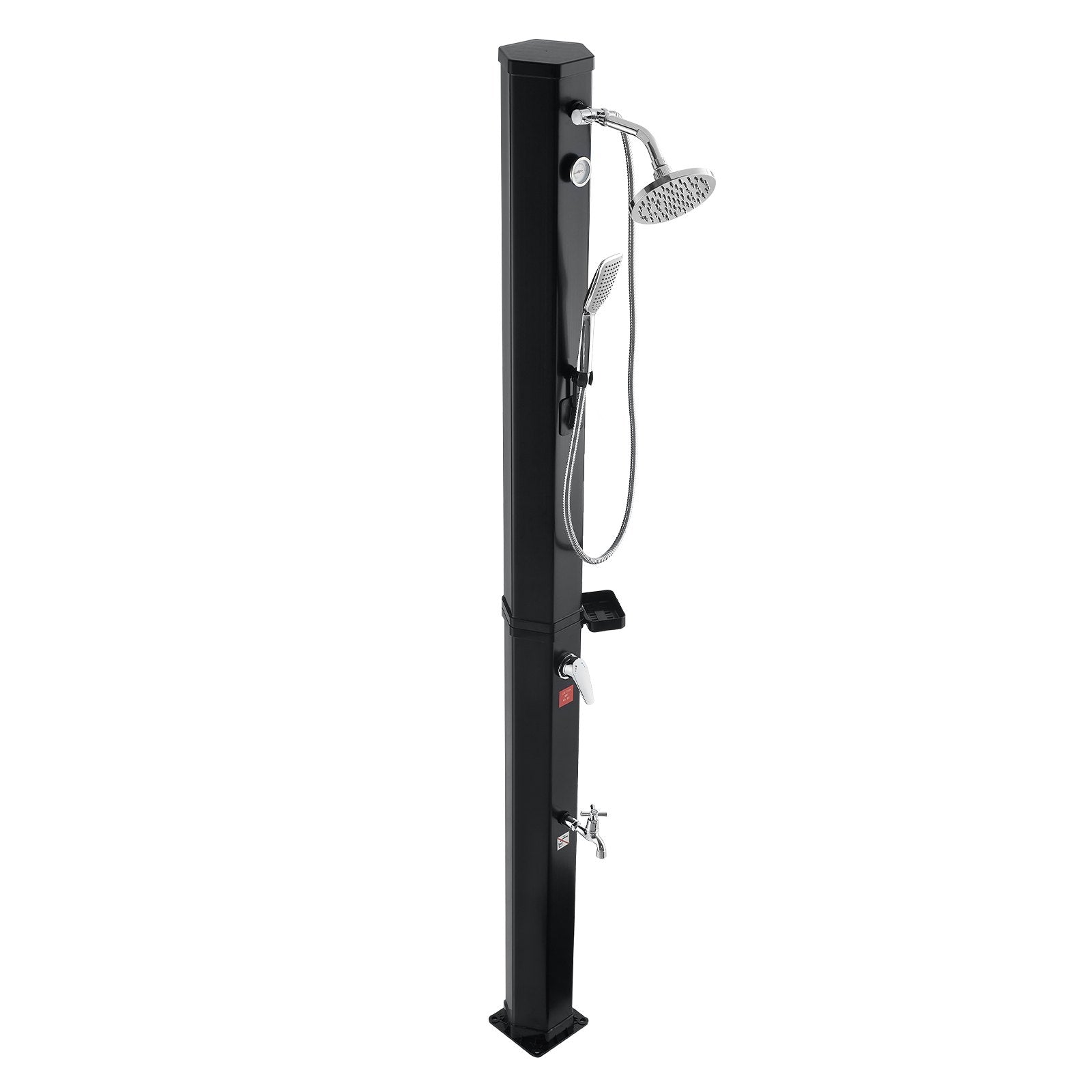 40L Solar Heated Shower, 205cm Showerhead Height Outdoor Shower, with Handheld & Foot Faucet, Hot & Cold V952-TYNLYQHSPVCL8QSDL001V0