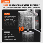 Outdoor Solar Heated Shower, 40L Poolside Shower Kit with 2 Shower Head and Foot Shower Tap, Handheld/Hanging V952-TYNLYQHSPVCLRGYW5V0