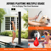 Outdoor Solar Heated Shower, 40L Poolside Shower Kit with 2 Shower Head and Foot Shower Tap, Handheld/Hanging V952-TYNLYQHSPVCLRGYW5V0
