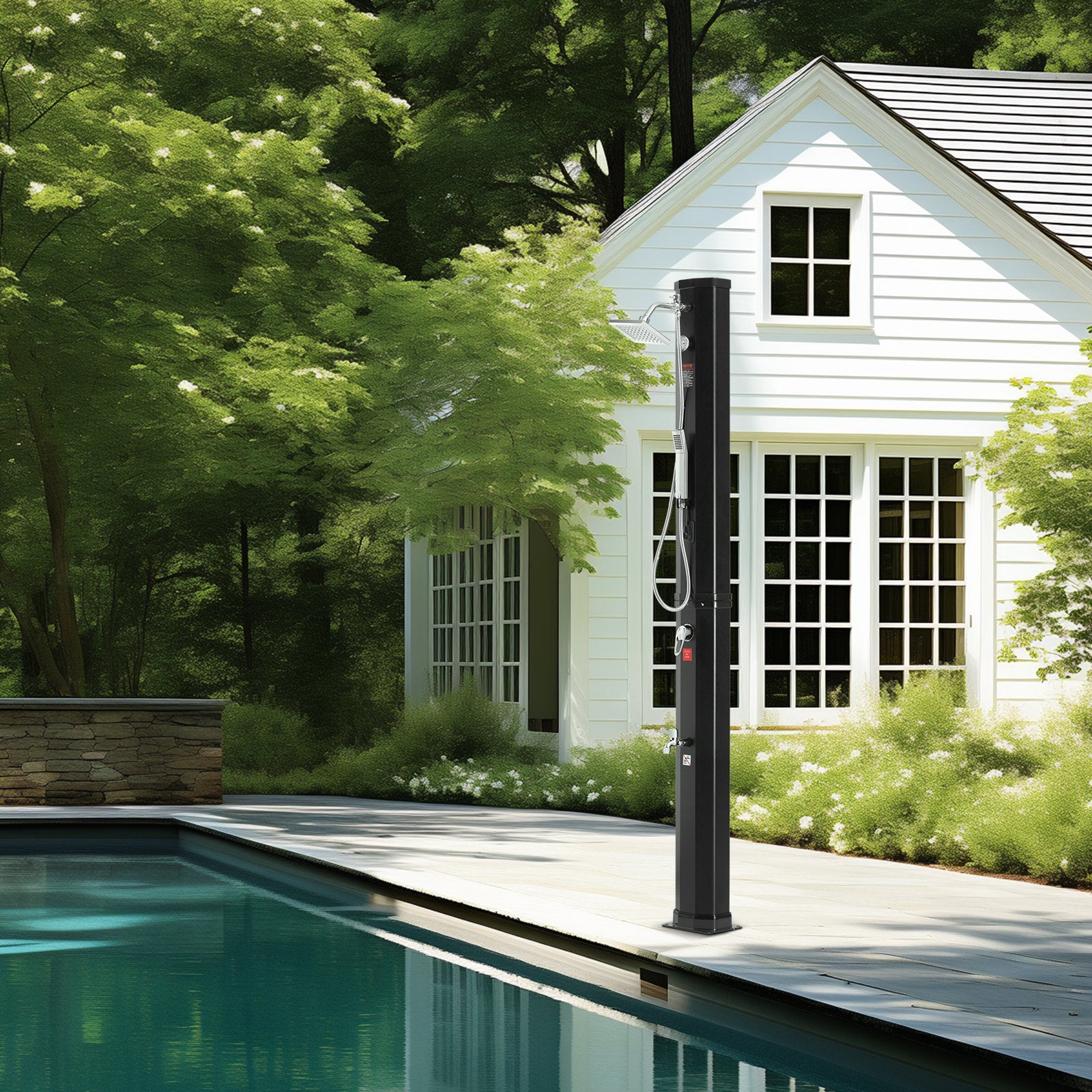 Outdoor Solar Heated Shower, 40L Poolside Shower Kit with 2 Shower Head and Foot Shower Tap, Handheld/Hanging V952-TYNLYQHSPVCLRGYW5V0