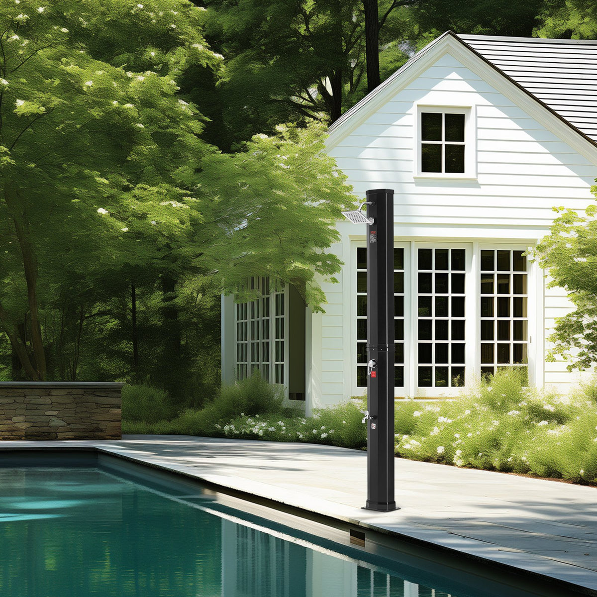 Outdoor Solar Heated Shower, 35L Poolside Shower Kit with Shower Head and Foot Shower Tap, Double Buckle Fast V952-TYNLYQHSPVCLT705AV0