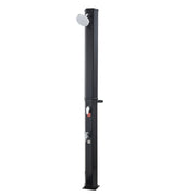 35L Solar Heated Shower, 195cm Showerhead Height Outdoor Shower, with Foot Faucet & Soap Box Rack, Hot & Cold V952-TYNLYQHSPVCLYWFF3001V0