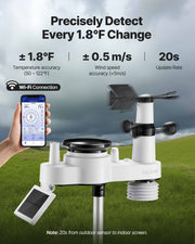 7-in-1 Wi-Fi Weather Station with APP, 190.5 mm VA Display, Wireless Solar Powered Outdoor Sensor, Rain V952-TYNQXZWIFI7586OBK001V3