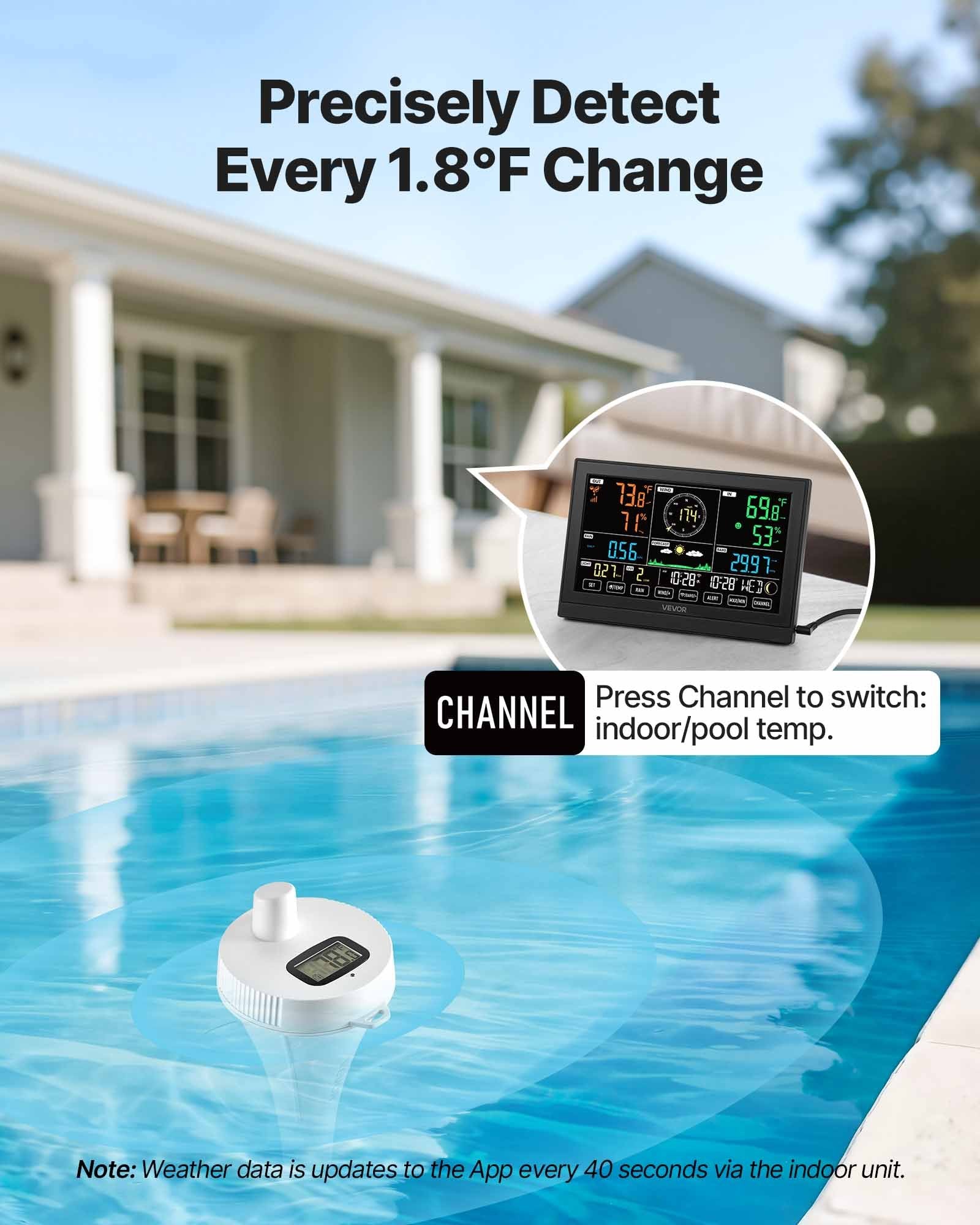 7-in-1 Wi-Fi Weather Station with APP, 190.5 mm Display, Wireless Solar Powered Outdoor Sensor, with Pool V952-TYNQXZWIFI75Q7O2N001V3