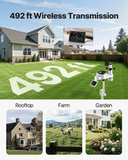 7-in-1 Wireless Weather Station, 190.5 mm VA Display, Solar Powered Outdoor Sensor, Rain Gauge, Indoor V952-TYNQXZWX75AA08QNY001V3