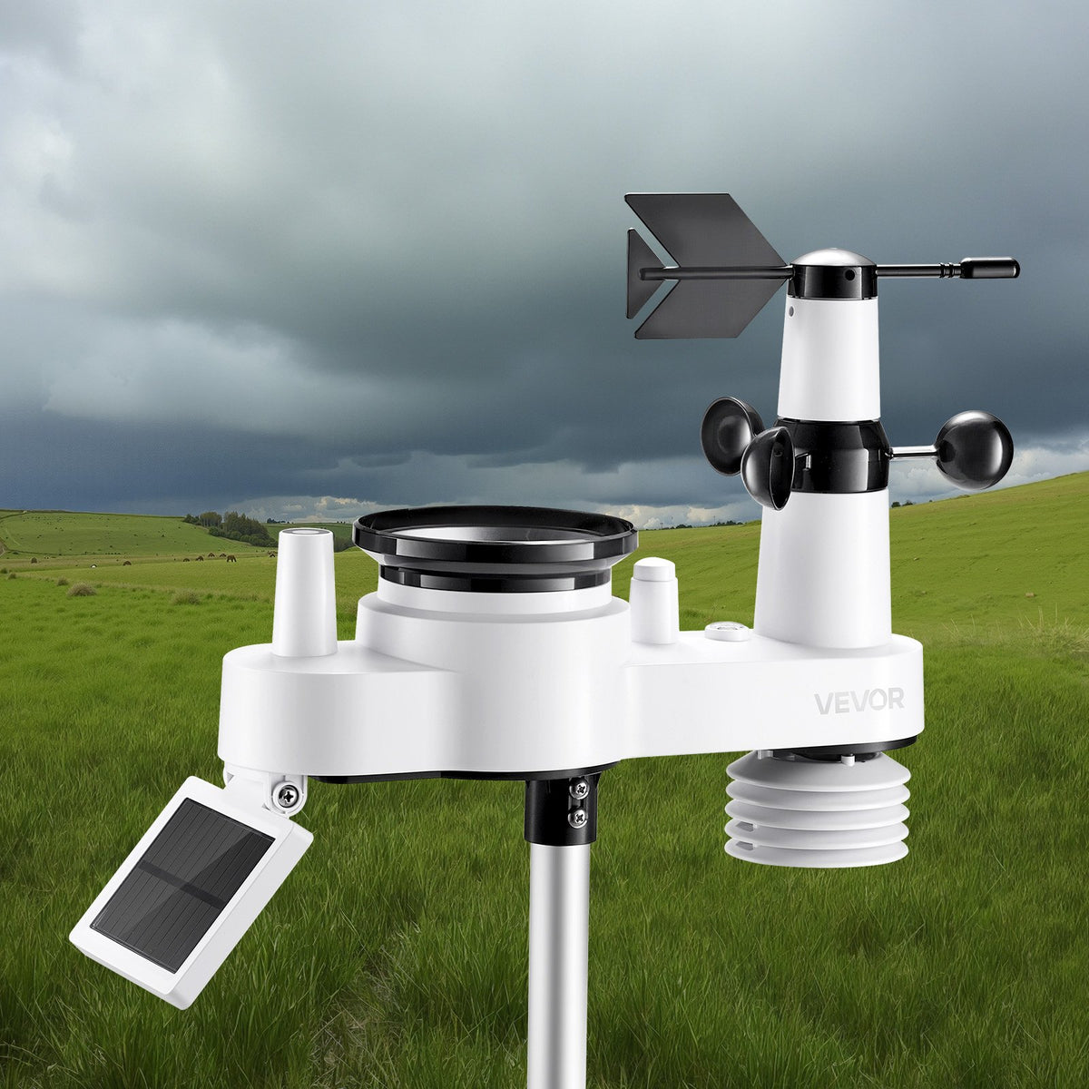 7-in-1 Wireless Weather Station, 190.5 mm VA Display, Solar Powered Outdoor Sensor, Rain Gauge, Indoor V952-TYNQXZWX75AA08QNY001V3