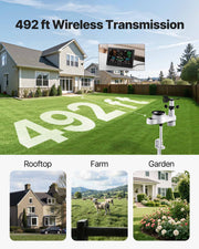 5-in-1 Wireless Weather Station, 190.5 mm VA Display, Solar Powered Outdoor Sensor, Rain Gauge, Indoor V952-TYNQXZWX75AACKCYU001V3