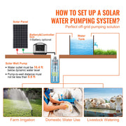 Solar Water Pump, DC 277W Submersible Deep Well Pump, Max Flow 2.1 m3/H, Max Head 83 m, Max Submersion Depth V952-TYNSB260W10GVTKZOV9