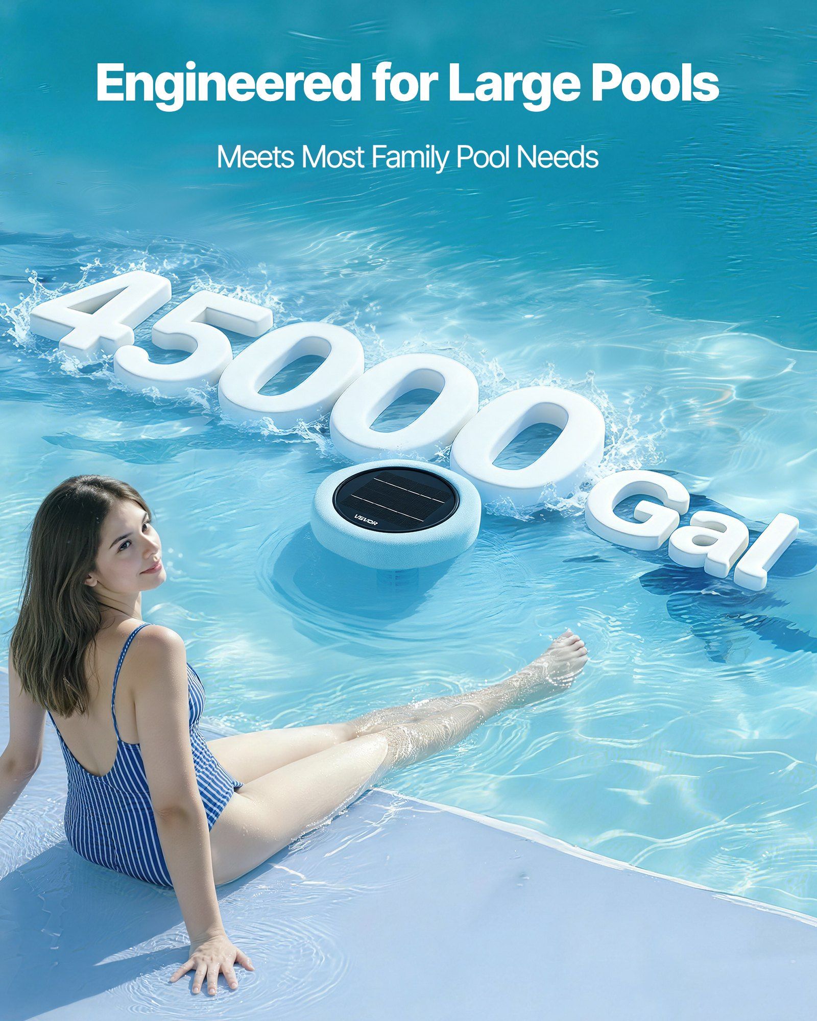 Solar Pool Ionizer, Hexagon Copper Pool Ionizer Up to 170343 L, Floating Automatic Water Cleaner and V952-TYNYCLZFSQDHDJNV9001V0