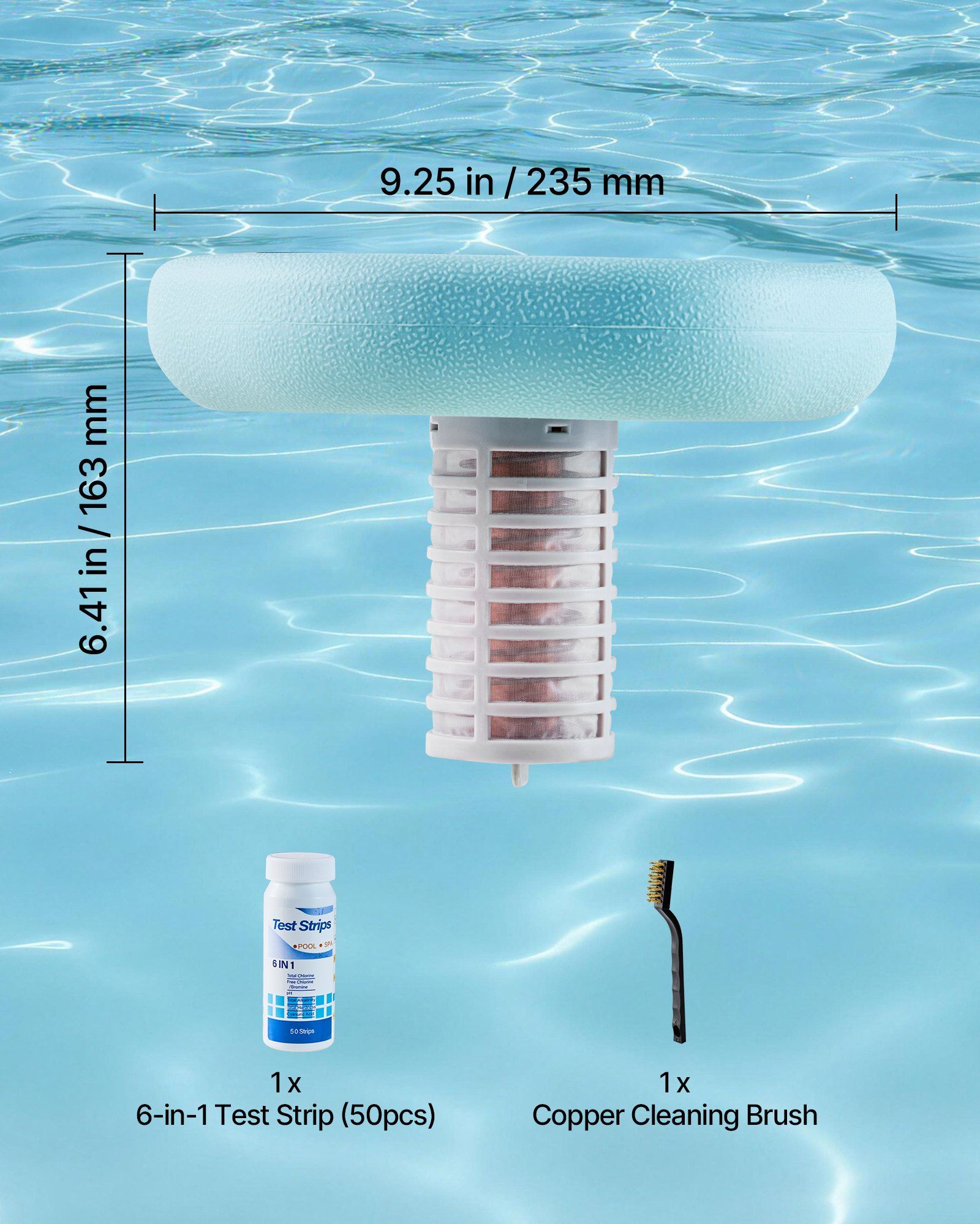 Solar Pool Ionizer, Hexagon Copper Pool Ionizer Up to 170343 L, Floating Automatic Water Cleaner and V952-TYNYCLZFSQDHDJNV9001V0